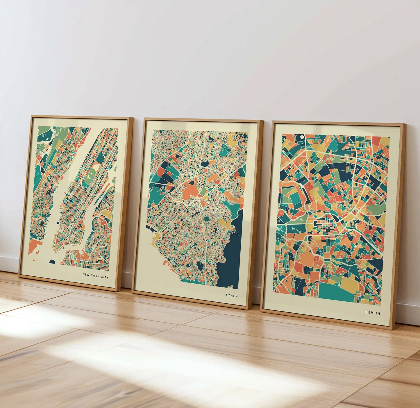 Athen Stadtkarte Poster – Polychroma Modern Art Print