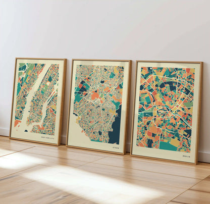 Athen Stadtkarte Poster – Polychroma Modern Art Print