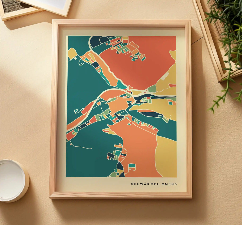 Schwäbisch Gmünd Stadtkarte Poster – Polychroma Modern Art Print