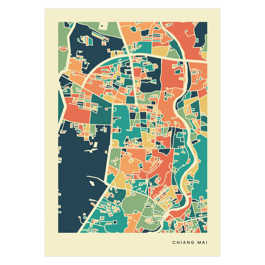 Chiang Mai Stadtkarte Poster – Polychroma Modern Art Print