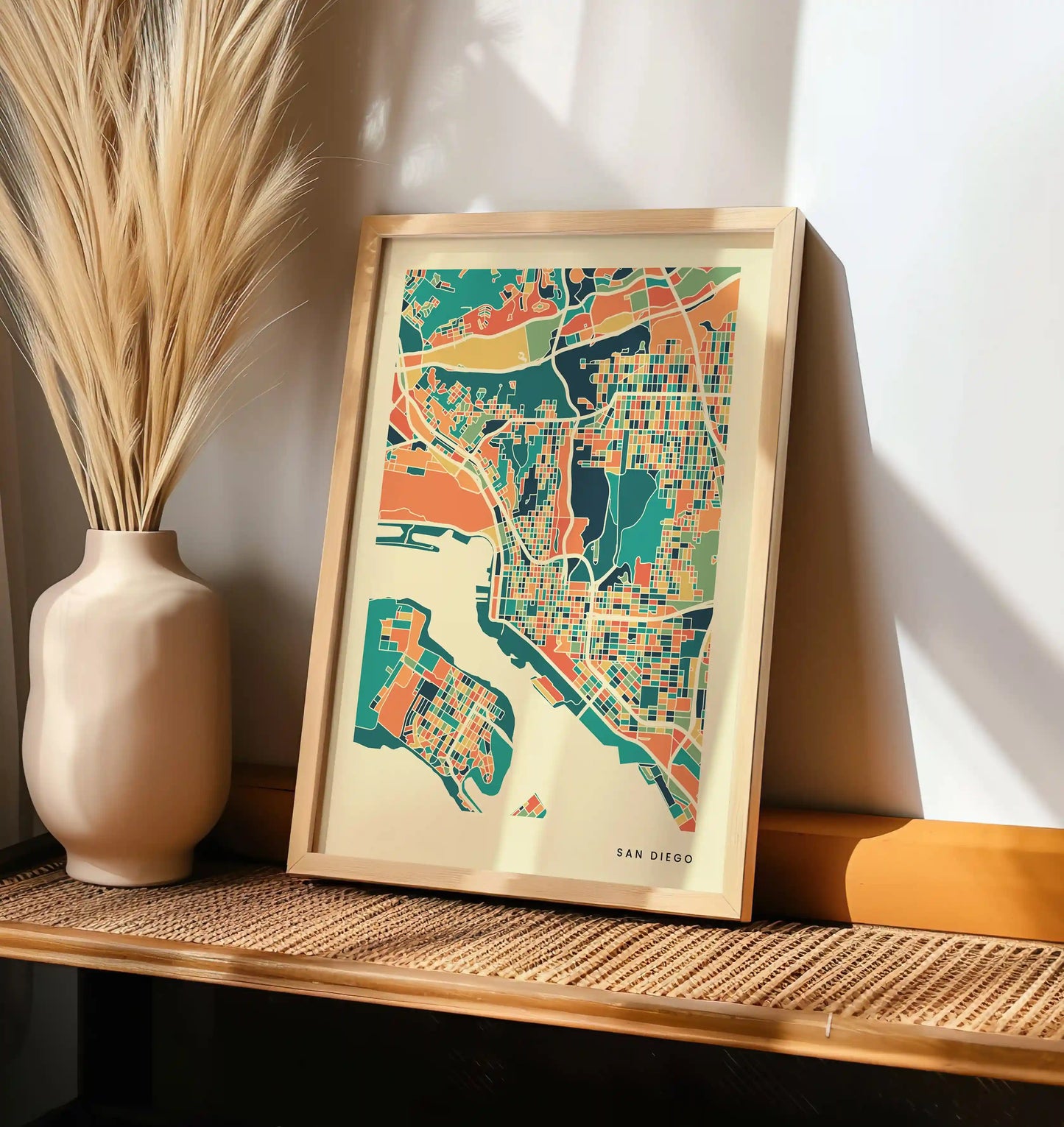 San Diego Stadtkarte Poster – Polychroma Modern Art Print
