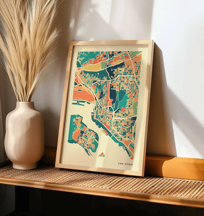 San Diego Stadtkarte Poster – Polychroma Modern Art Print