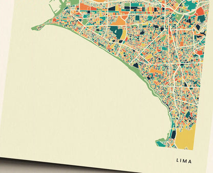 Lima Stadtkarte Poster – Polychroma Modern Art Print