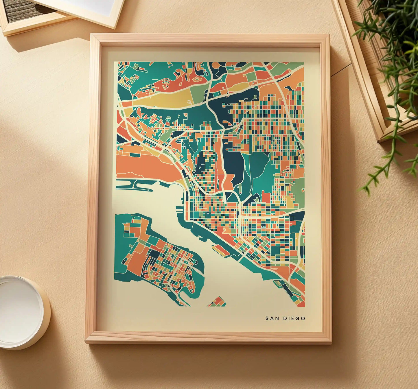 San Diego Stadtkarte Poster – Polychroma Modern Art Print