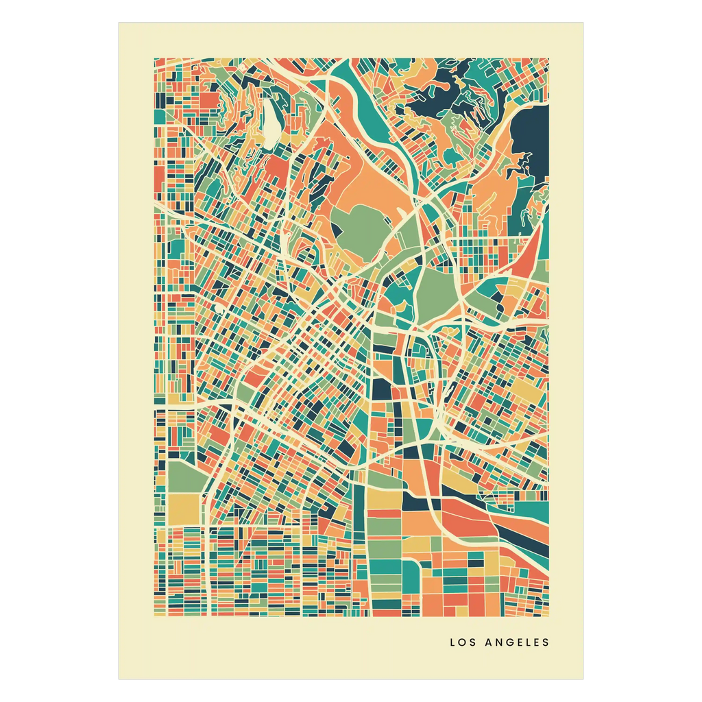 Los Angeles Stadtkarte Poster – Polychroma Modern Art Print