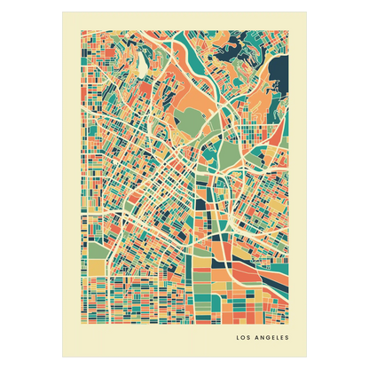 Los Angeles Stadtkarte Poster – Polychroma Modern Art Print