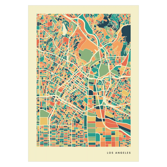 Los Angeles Stadtkarte Poster – Polychroma Modern Art Print