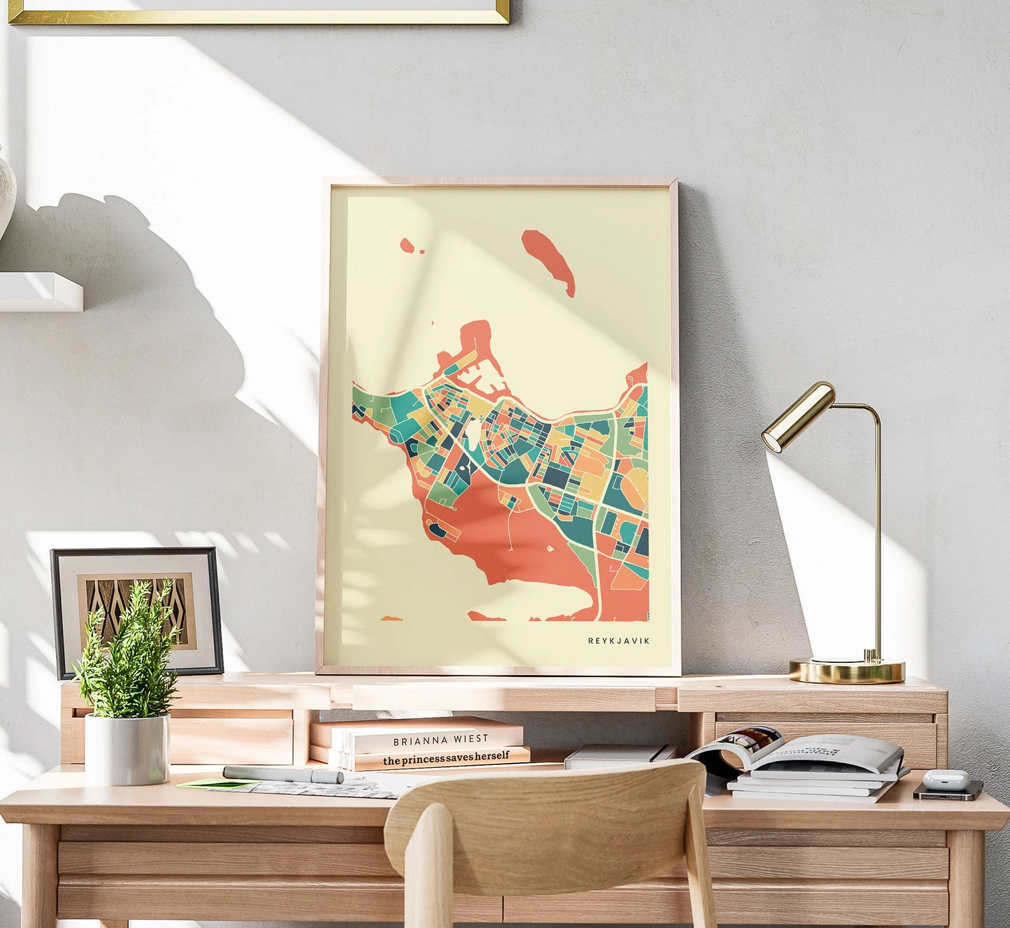 Reykjavik Stadtkarte Poster – Polychroma Modern Art Print