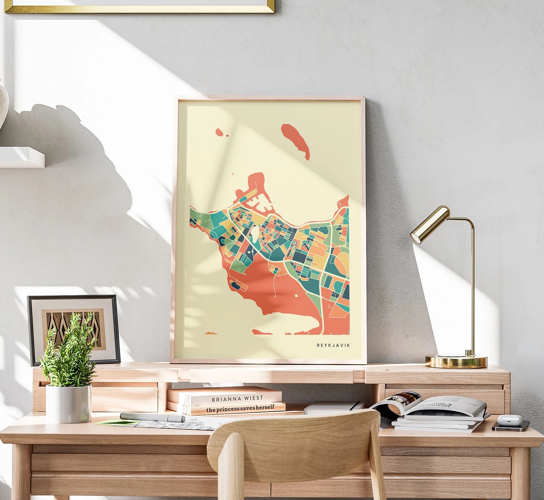 Reykjavik Stadtkarte Poster – Polychroma Modern Art Print