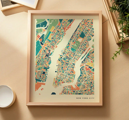 New York City Stadtkarte Poster – Polychroma Modern Art Print