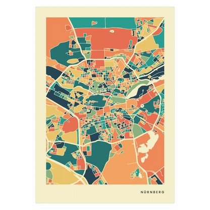 Nürnberg Stadtkarte Poster – Polychroma Modern Art Print