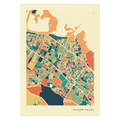 Silicon Valley Stadtkarte Poster – Polychroma Modern Art Print