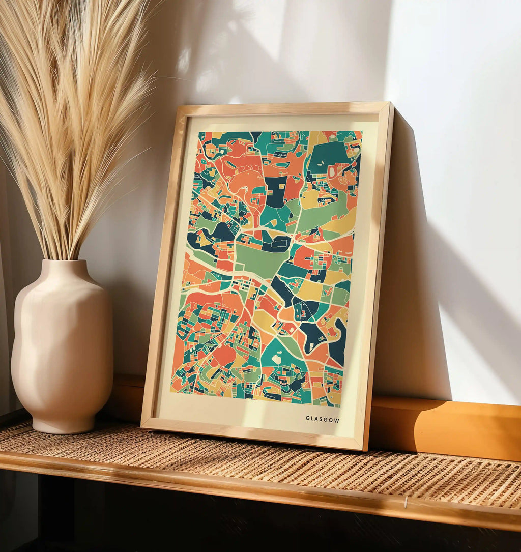 Glasgow Stadtkarte Poster – Polychroma Modern Art Print
