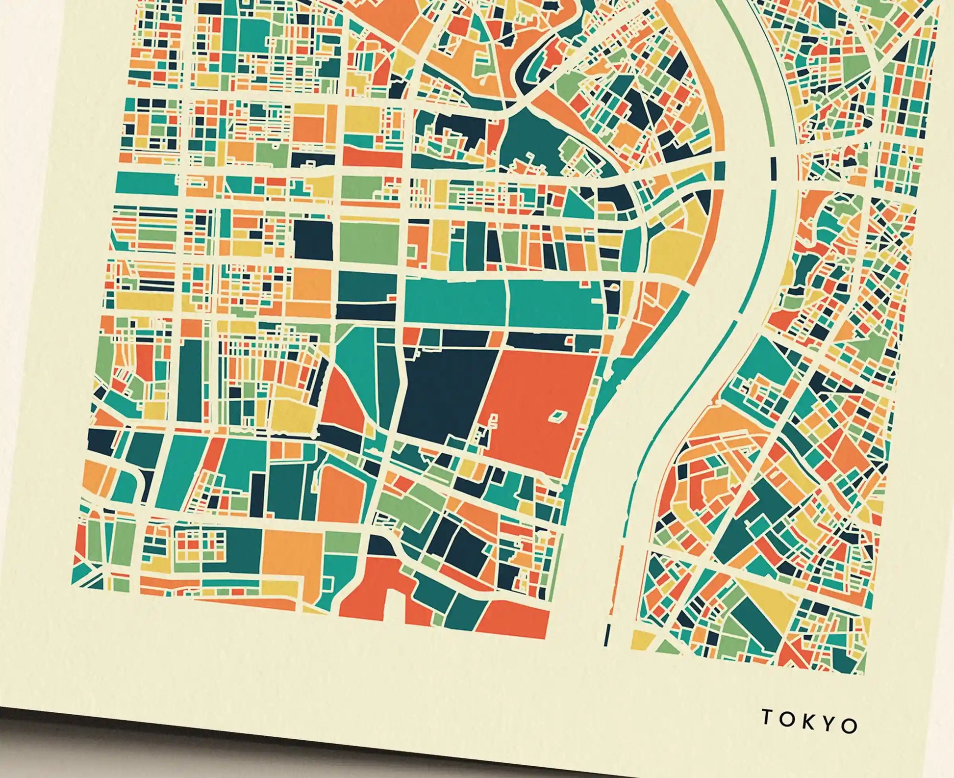 Tokyo Stadtkarte Poster - Polychroma Stadtplan Modern Art Print Stadtkarte Poster – Polychroma Modern Art Print