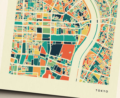 Tokyo Stadtkarte Poster - Polychroma Stadtplan Modern Art Print Stadtkarte Poster – Polychroma Modern Art Print