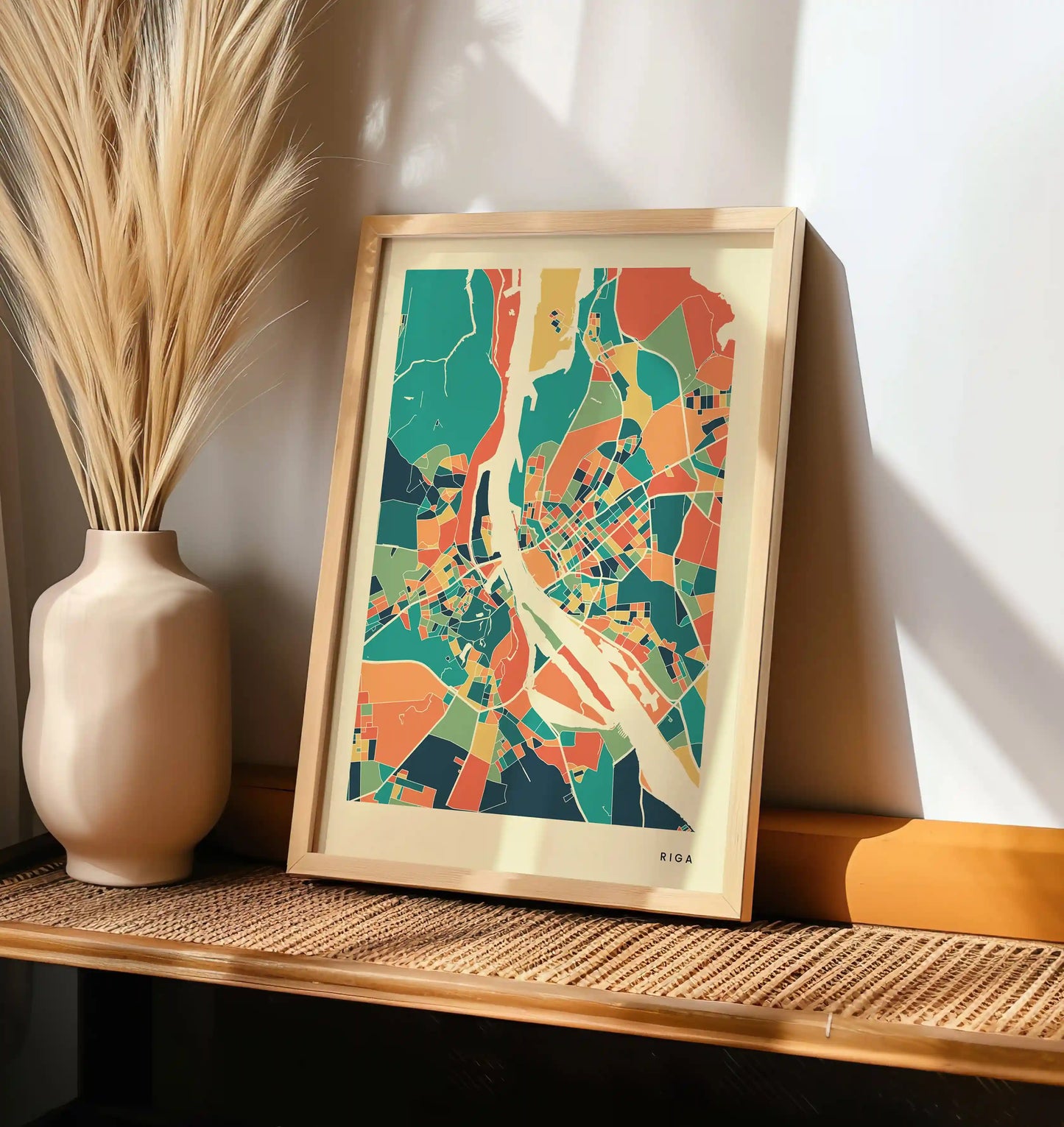 Riga Stadtkarte Poster – Polychroma Modern Art Print