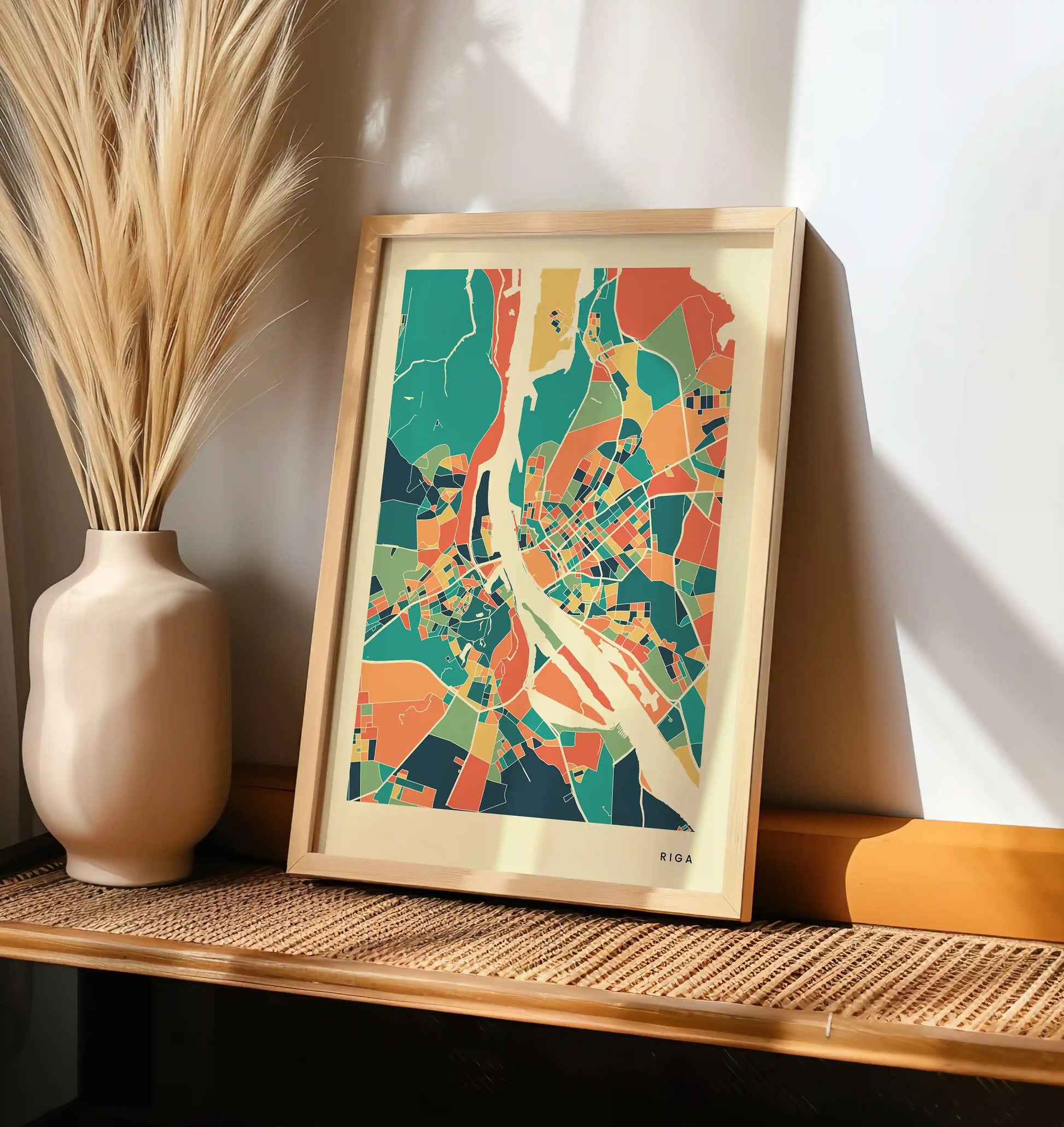 Riga Stadtkarte Poster – Polychroma Modern Art Print