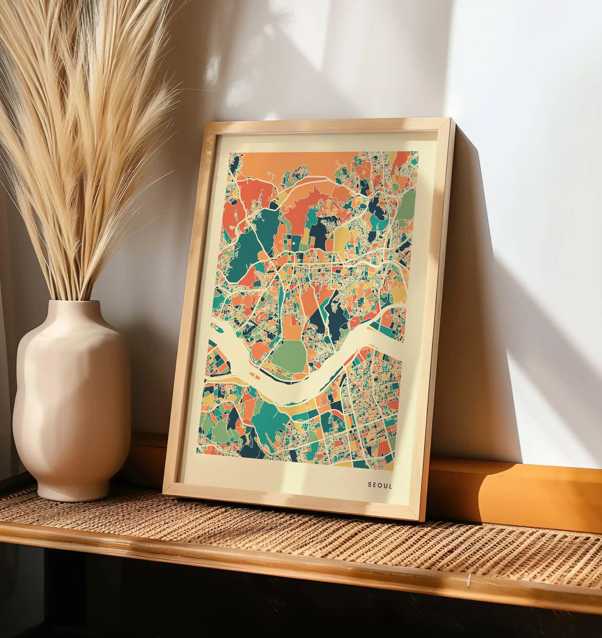 Seoul Stadtkarte Poster – Polychroma Modern Art Print