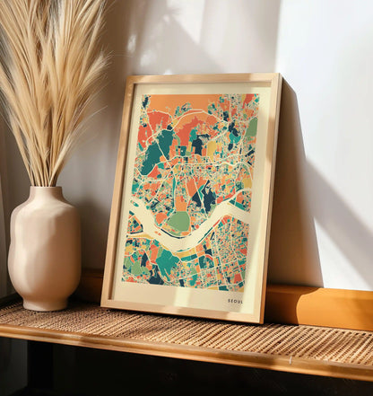 Seoul Stadtkarte Poster – Polychroma Modern Art Print