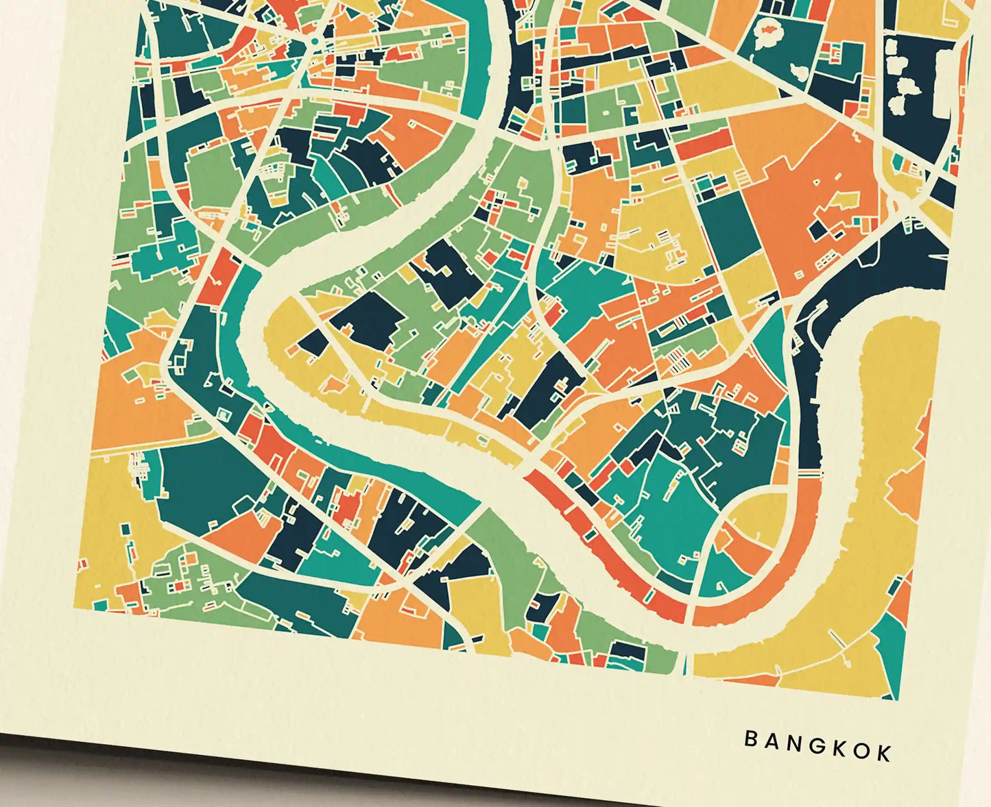 Bangkok Stadtkarte Poster – Polychroma Modern Art Print