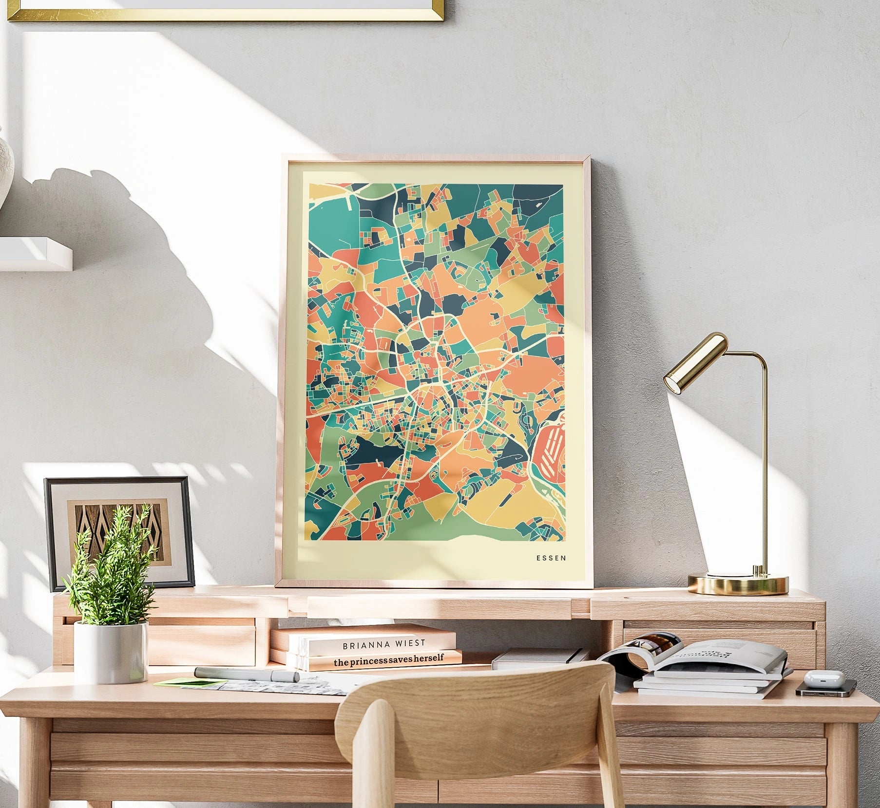 Essen Stadtkarte Poster – Polychroma Modern Art Print