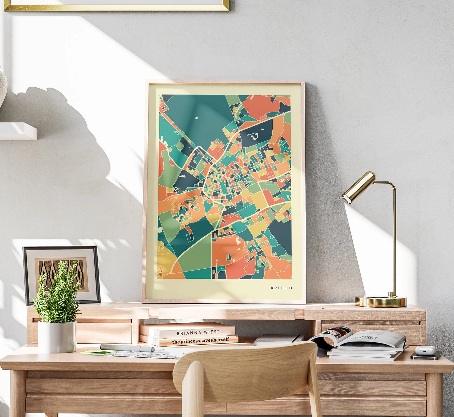 Krefeld Stadtkarte Poster – Polychroma Modern Art Print