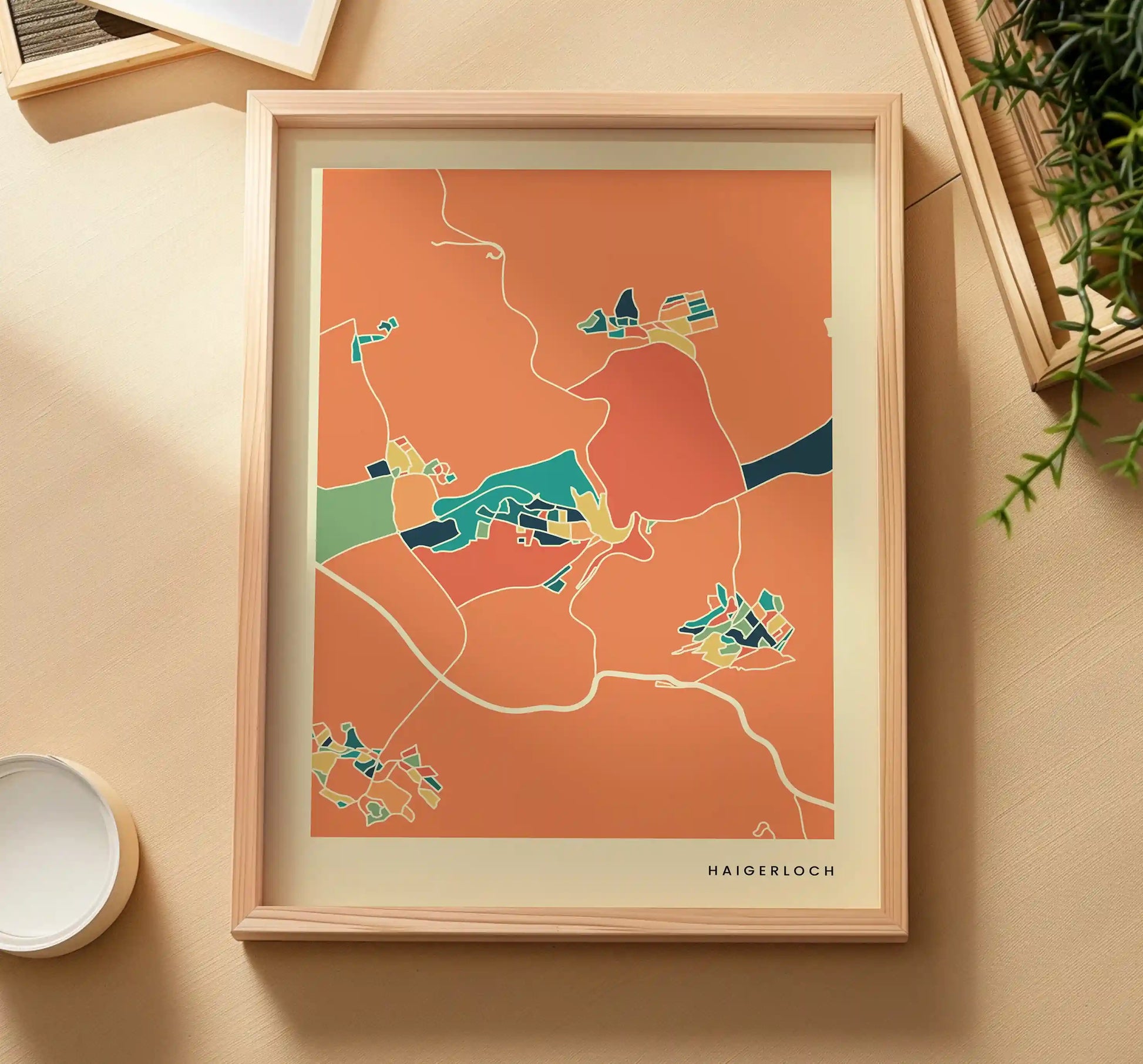 Haigerloch Stadtkarte Poster – Polychroma Modern Art Print