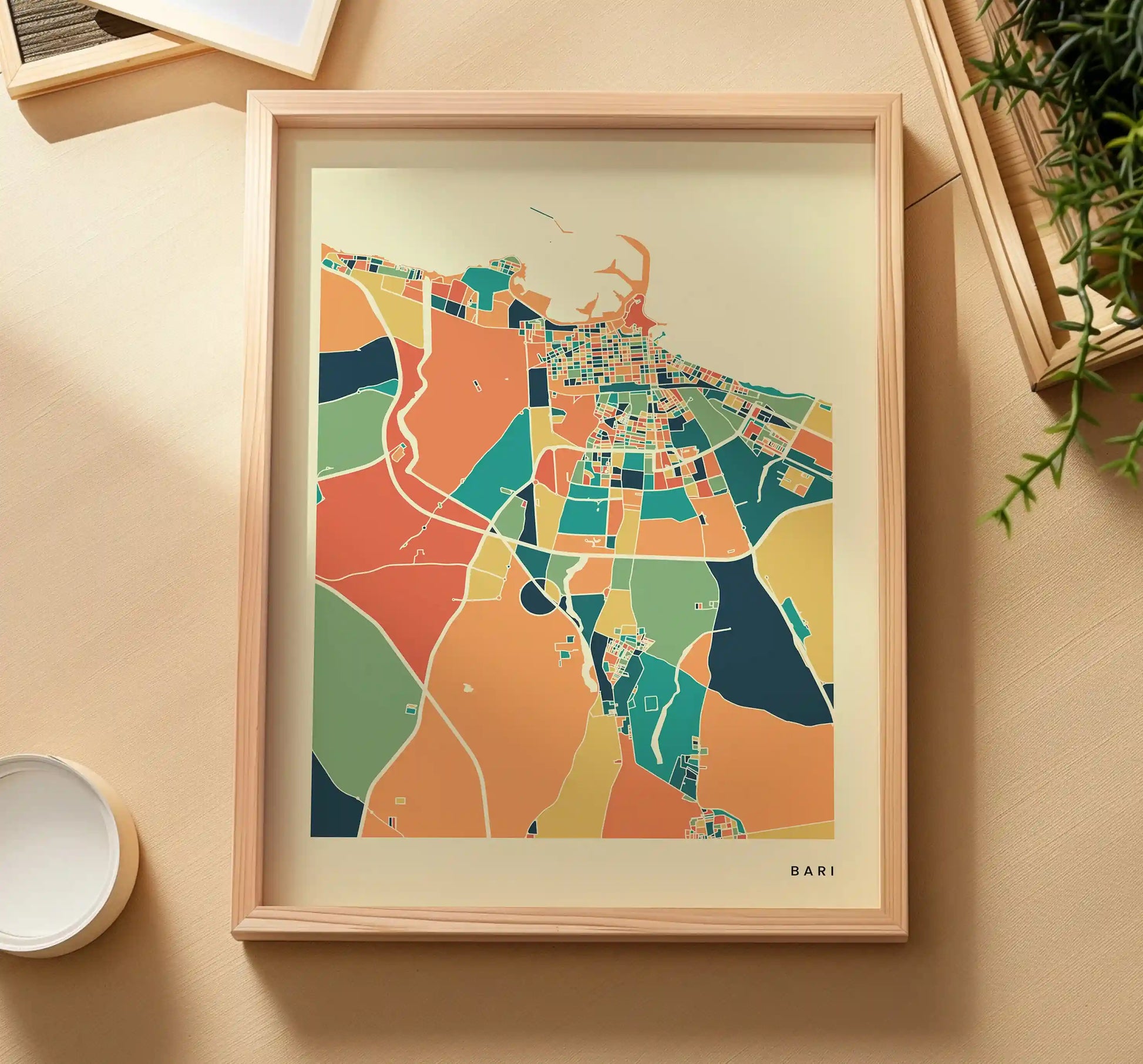 Bari Stadtkarte Poster – Polychroma Modern Art Print