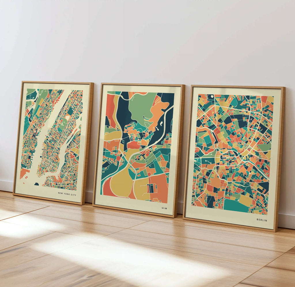 Ulm Stadtkarte Poster – Polychroma Modern Art Print