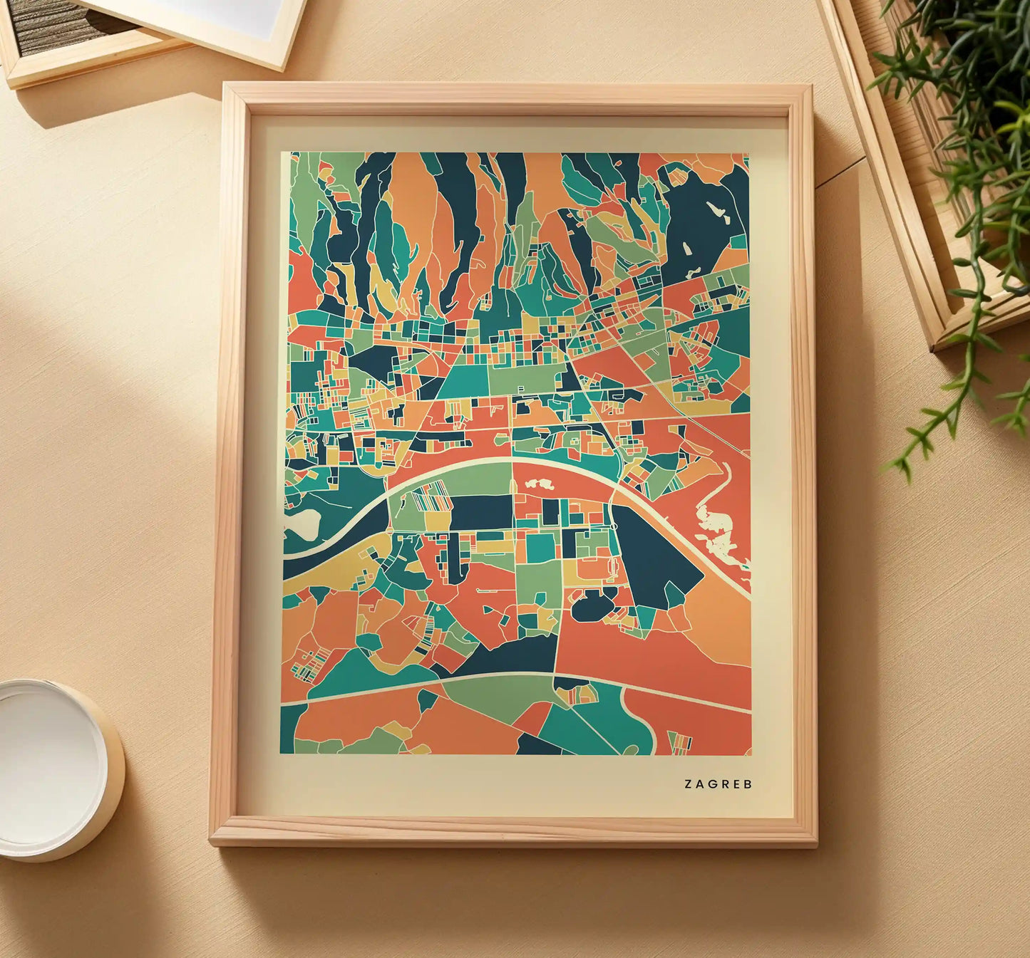 Zagreb Stadtkarte Poster – Polychroma Modern Art Print