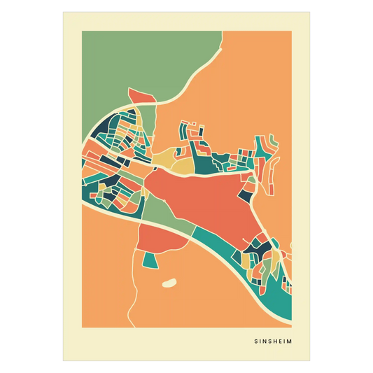 Sinsheim Stadtkarte Poster – Polychroma Modern Art Print