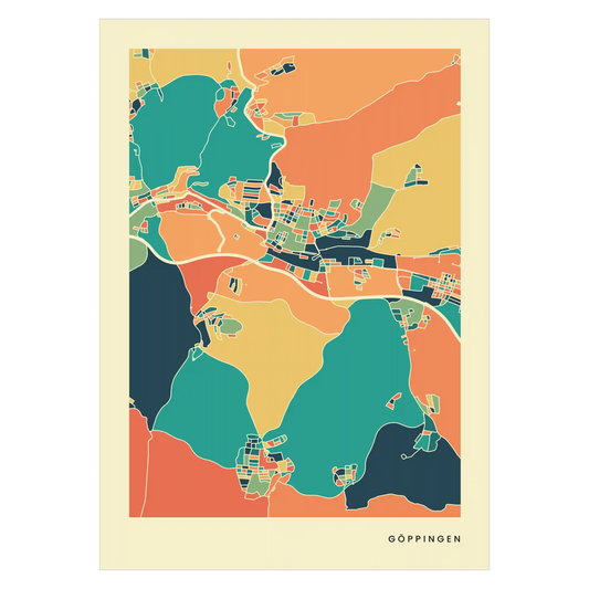 Göppingen Stadtkarte Poster – Polychroma Modern Art Print
