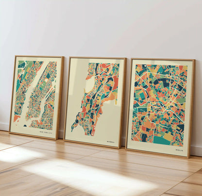 Mumbai Stadtkarte Poster – Polychroma Modern Art Print