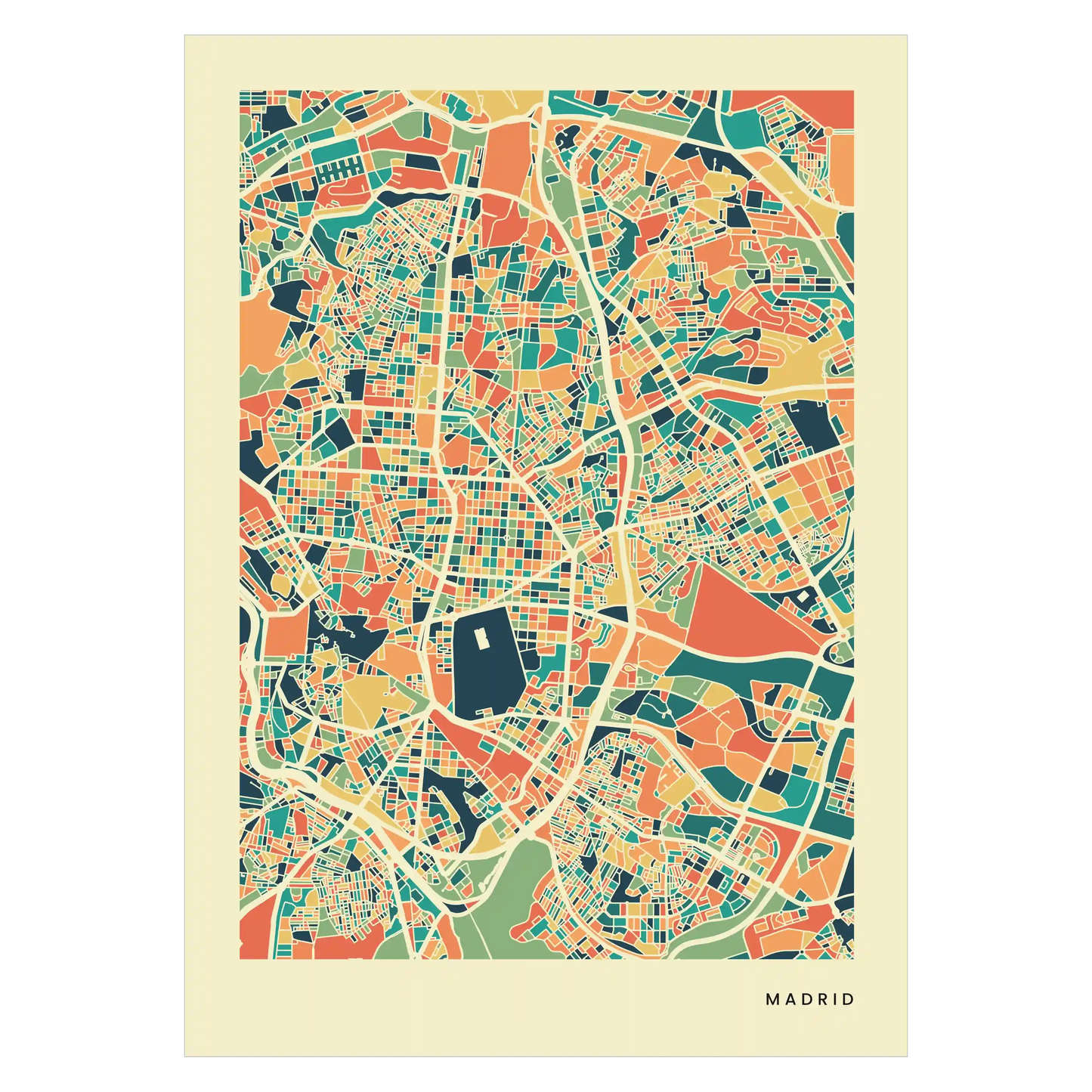 Madrid Stadtkarte Poster – Polychroma Modern Art Print