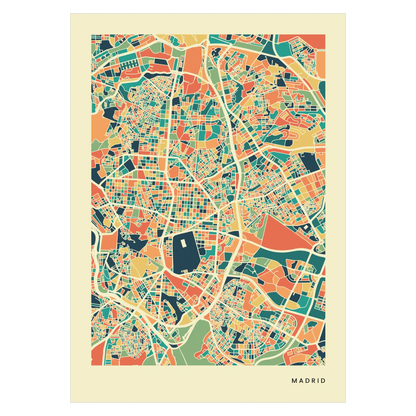 Madrid Stadtkarte Poster – Polychroma Modern Art Print