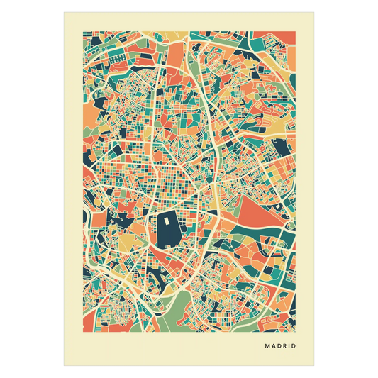 Madrid Stadtkarte Poster – Polychroma Modern Art Print