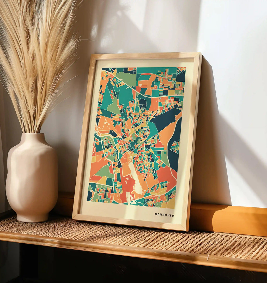 Hannover Stadtkarte Poster – Polychroma Modern Art Print