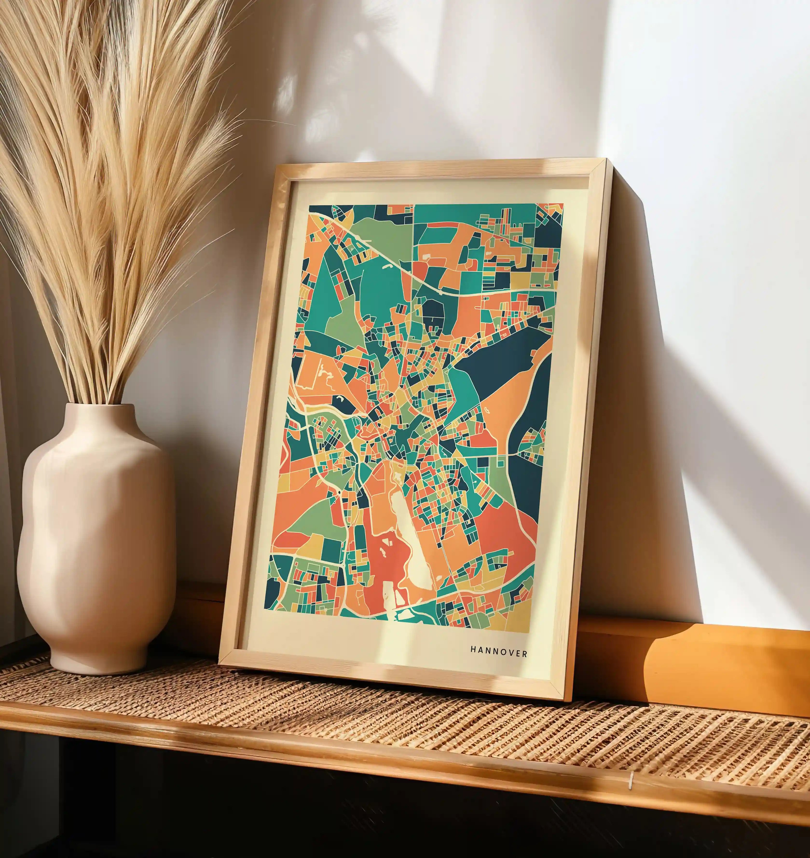 Hannover Stadtkarte Poster – Polychroma Modern Art Print