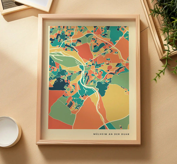 Mülheim an der Ruhr Stadtkarte Poster – Polychroma Modern Art Print
