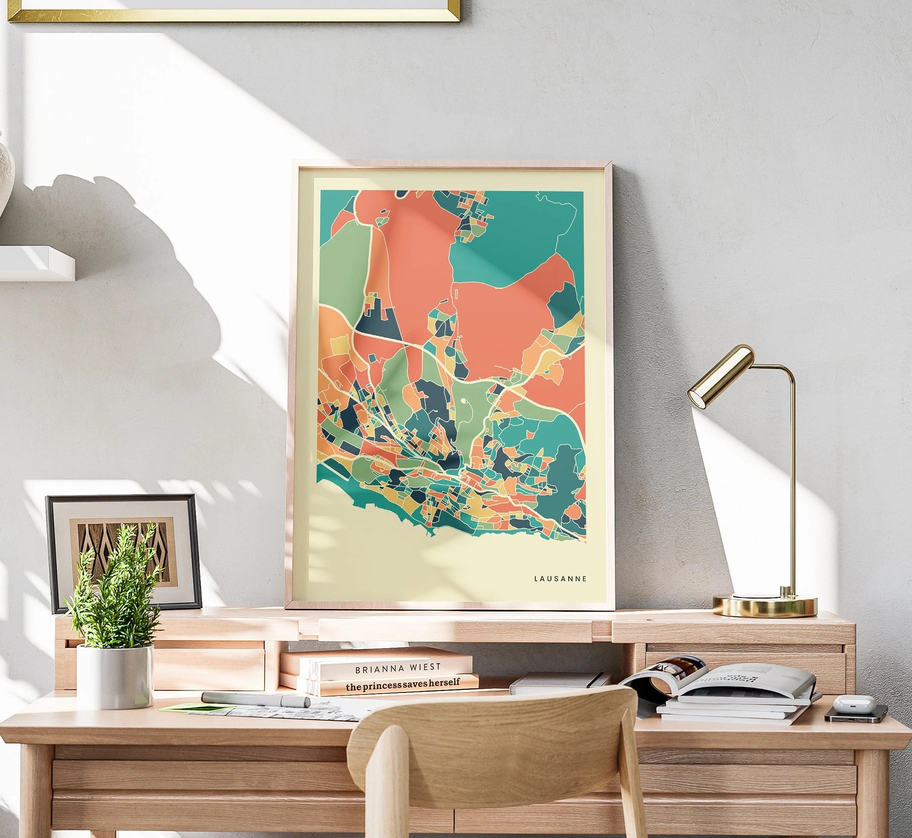 Lausanne Stadtkarte Poster – Polychroma Modern Art Print