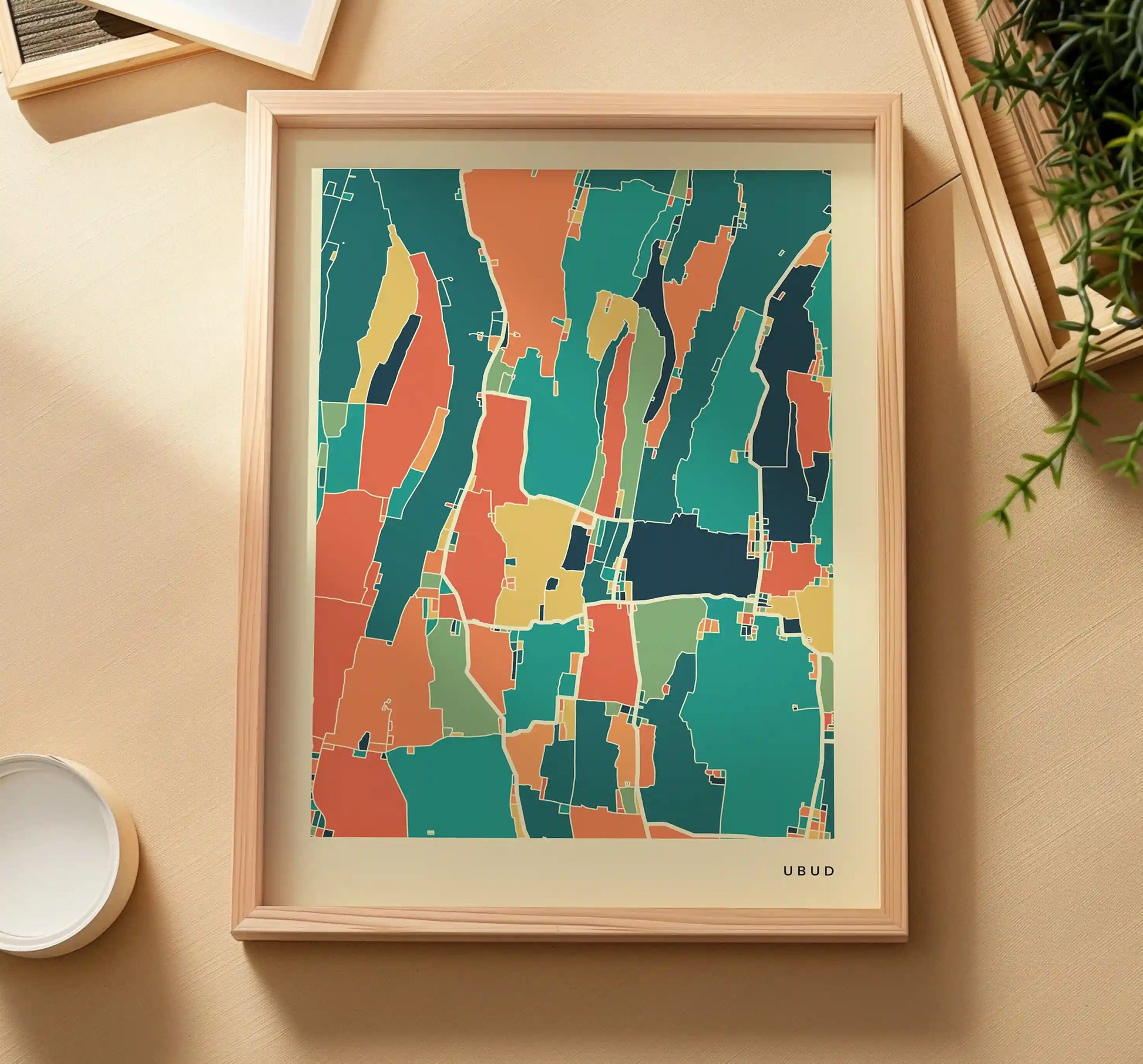 Ubud Stadtkarte Poster – Polychroma Modern Art Print