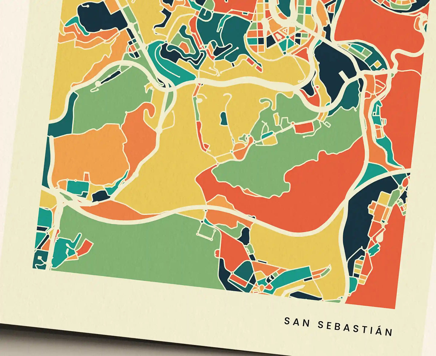 San Sebastián Stadtkarte Poster – Polychroma Modern Art Print