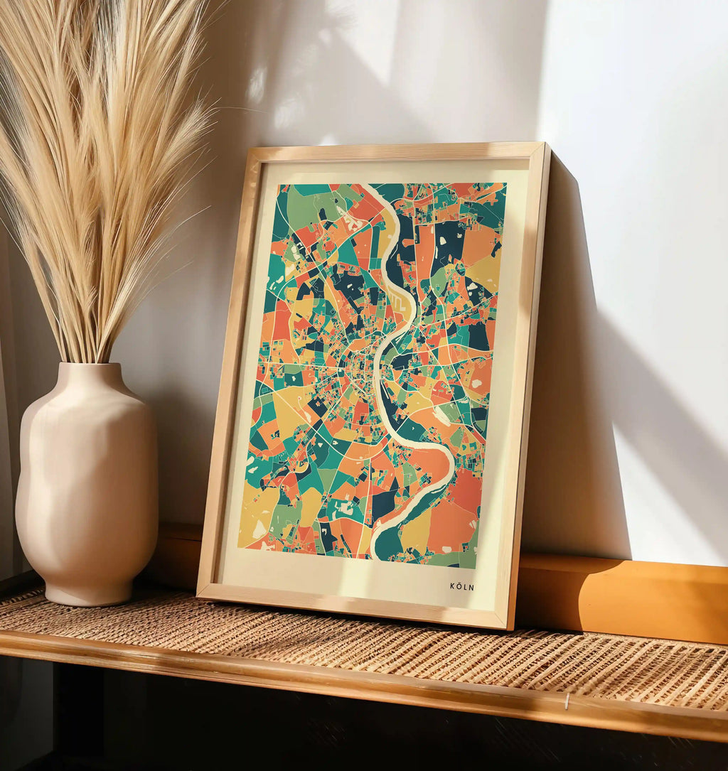 Köln Stadtkarte Poster – Polychroma Modern Art Print