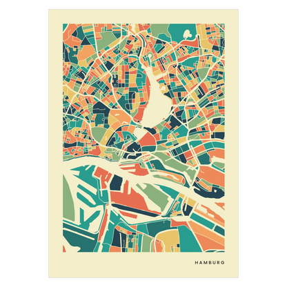 Hamburg Stadtkarte Poster - Polychroma Stadtplan Modern Art Print Stadtkarte Poster – Polychroma Modern Art Print