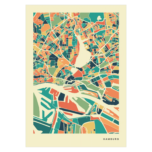 Hamburg Stadtkarte Poster - Polychroma Stadtplan Modern Art Print Stadtkarte Poster – Polychroma Modern Art Print