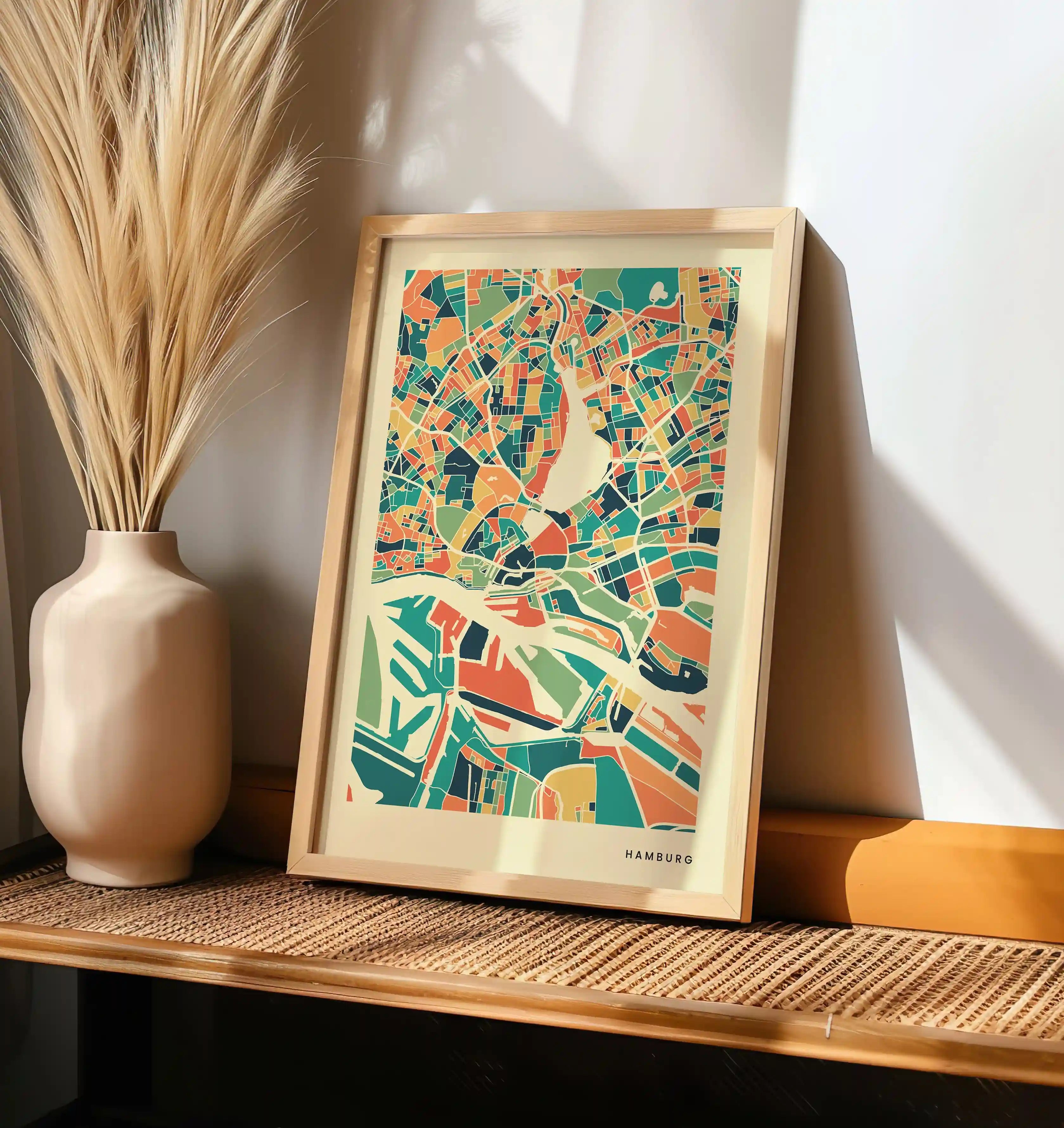 Hamburg Stadtkarte Poster - Polychroma Stadtplan Modern Art Print Stadtkarte Poster – Polychroma Modern Art Print