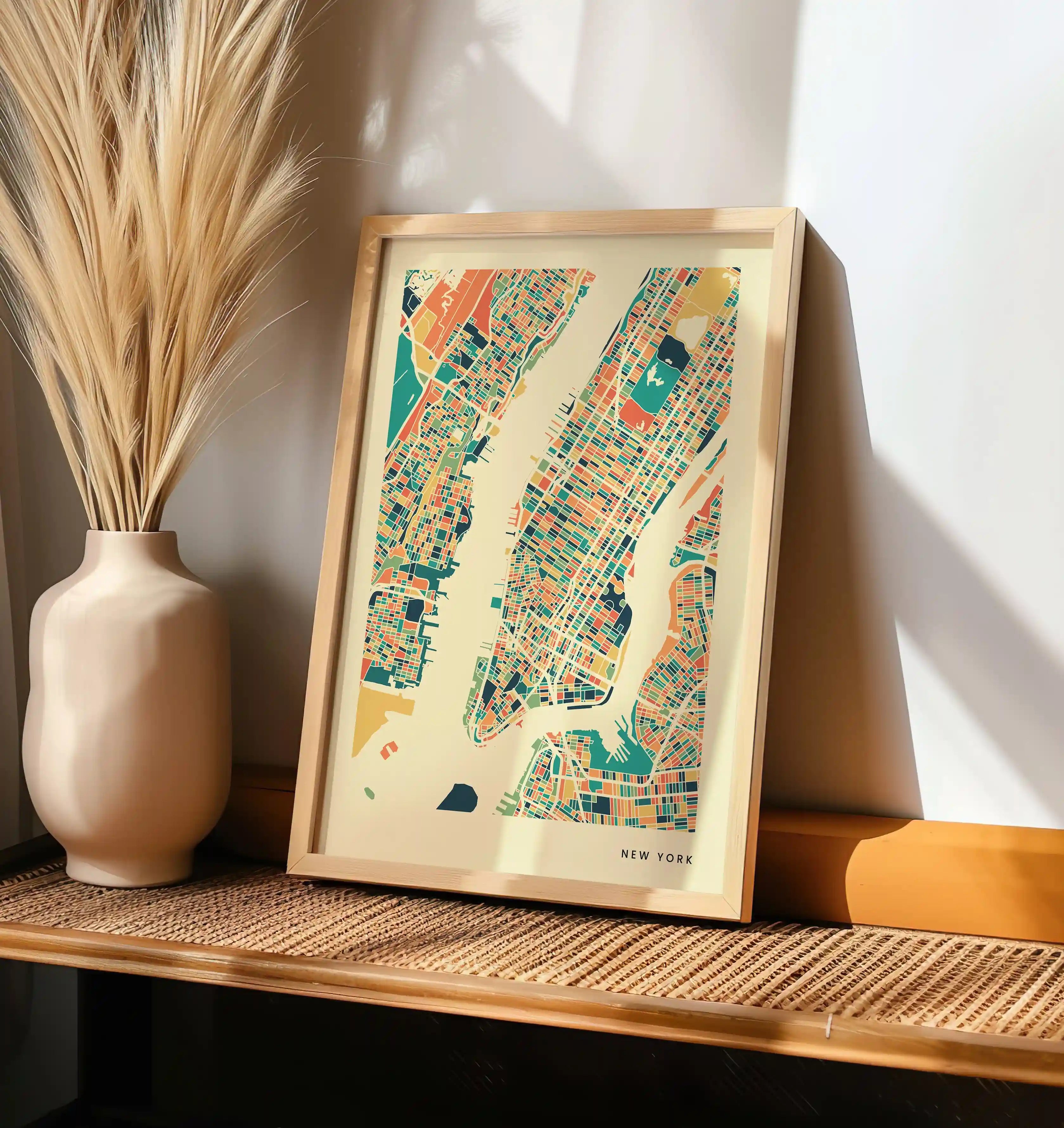 New York Stadtkarte Poster – Polychroma Modern Art Print