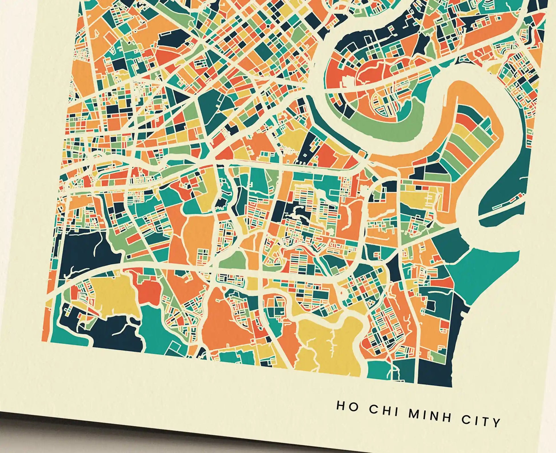 Ho Chi Minh City Stadtkarte Poster – Polychroma Modern Art Print