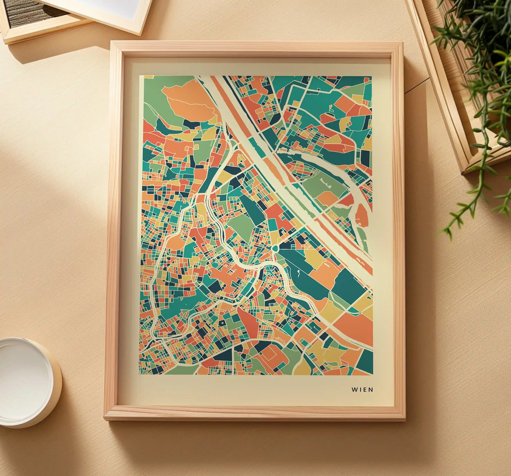 Wien Stadtkarte Poster – Polychroma Modern Art Print