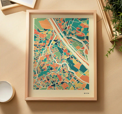 Wien Stadtkarte Poster – Polychroma Modern Art Print